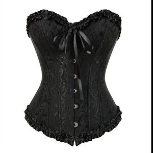 Women's Lace Up Boned Overbust Corset Top Bustier Lingerie Bodyshaper Top
